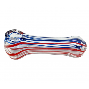 3.5" Dual Color Ribbon Streak Clear Body Spoon Hand Pipe - (Pack of 5) [ZD253]